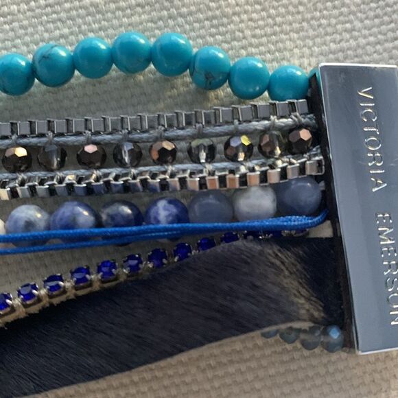 Nautical Boho Cuff Bracelet with Shell and Turquoise Beads by Victoria Emerson - Picture 9 of 9